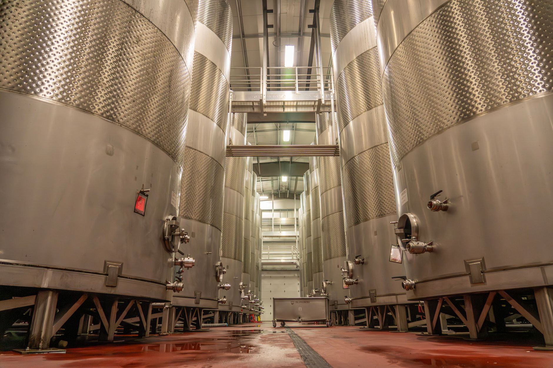 Stainless steel tanks in a natural flavour manufacturing site processing facility
